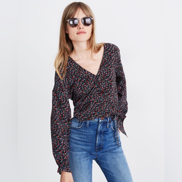 Madewell floral print slim wrap top - Picture 1 of 4